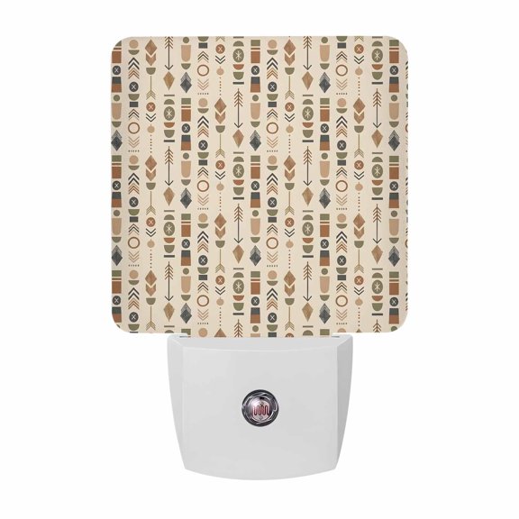 Tribal Arrows Night Lights, Vintage Ethic Boho Beige Vertical Beads Smart Auto Dusk to Dawn Sensor Nightlights Plug-in Nightlight for Bedroom Bathroom Living Room Kitchen Hallway