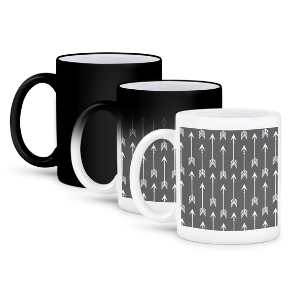 Tribal Arrows Pattern Gray And White , 11oz Magic Transforming Mug