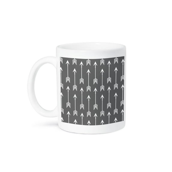 Tribal Arrows Pattern Gray And White , 11oz Mug