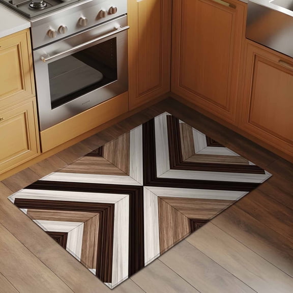 Tribal Aztec 2x3 Rug for Entryway Front Door Kitchen Sink Area, Boho Black Brown Wood Grain Classic Abstract Low Pile Washable Non Slip Rectangle Area Rug