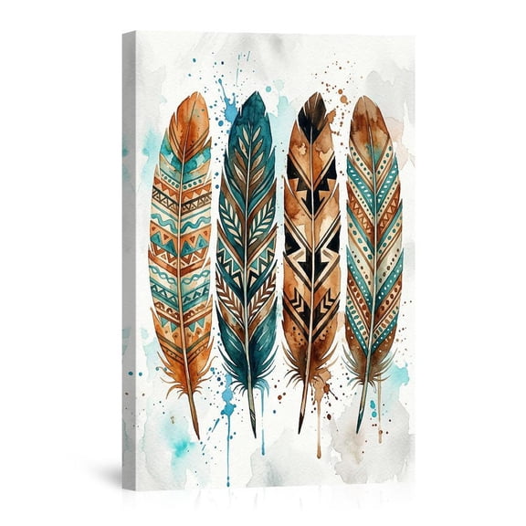 Tribal Aztec Feathers Bohemian Home USA Made Canvas