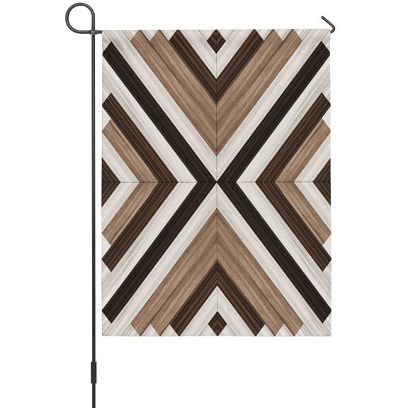 Tribal Aztec Garden Flag 28x40 Inch Boho Black Brown Wood Grain Classic Abstract Double Sided Outdoor Garden Flags Welcome House Flag Decorative Yard Flags for Outside Holiday Decoration