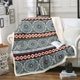 thumbnail image 1 of Tribal Aztec Sherpa Blanket Navy Blue Flower Blanket, Bohemian Mandala Throw Blanket for Chair Persian Aesthetic Fleece Blanket, Boho Hippie Plush Blanket Breathable Room Decor, 1 of 6