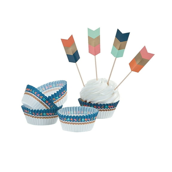 Tribal Baby Cupcake Picks & Collars - Party Supplies - 100 Pieces