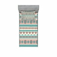 thumbnail image 1 of Tribal Bedding Set with Sheet & Covers, Vintage Design Native Style Geometric Triangles Print, Printed Bedroom Decor 2 Shams, 4 Sizes, Cream Aqua and Peach, by Ambesonne, 1 of 3