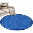 thumbnail image 1 of Tribal Blue Round Rug 3.3ft Washable Circle Entryway Rugs Non Slip Boho Ethnic Abstract Floral Art Vintage Area Rug Indoor Floor Carpet for Bedroom Kitchen Living Room Home Office Dining Room Nursery, 1 of 8
