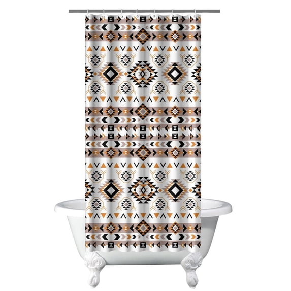 Tribal Boho Aesthetic Shower Curtain 36x72 Inches Quick-Dry Polyester Curtain with Plastic Hooks Rustic Vintage Style