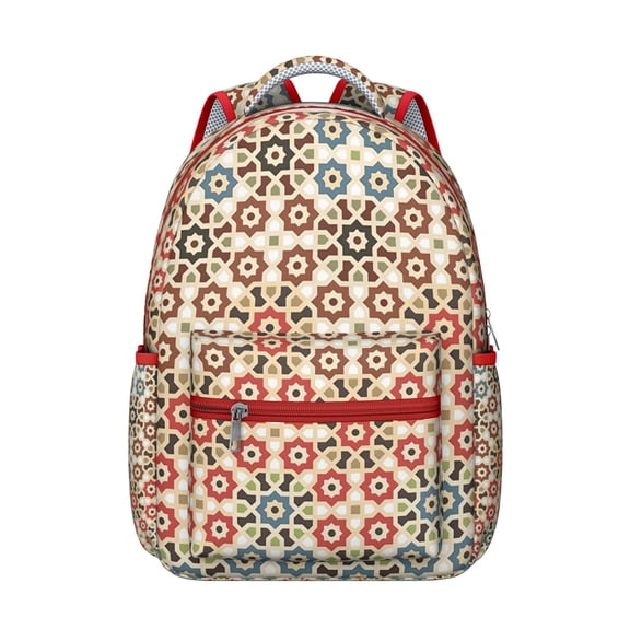 "Tribal Boho Chic Backpack - 17” Laptop Compartment, Extra Pockets, Durable College Bag for Women & Men, Stylish & Functional Campus Essential"