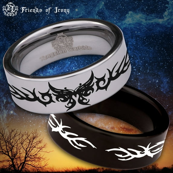 Tribal Butterfly Tungsten Carbide Ring