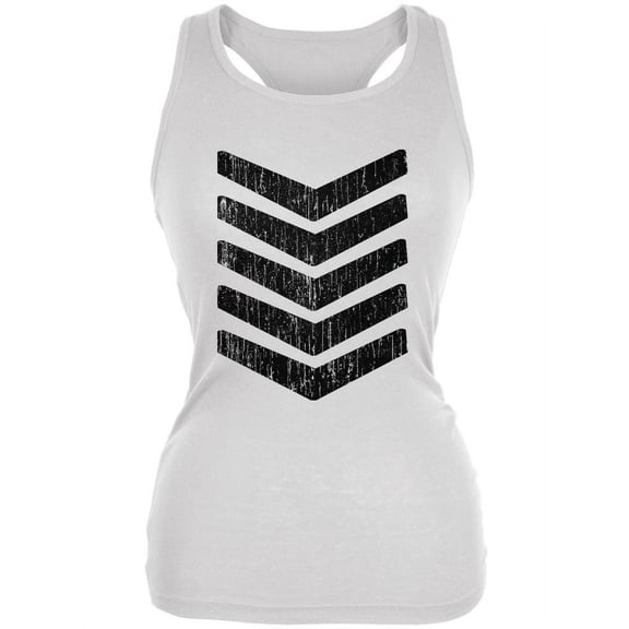 Tribal Chevron Distressed White Juniors Soft Tank Top - Medium