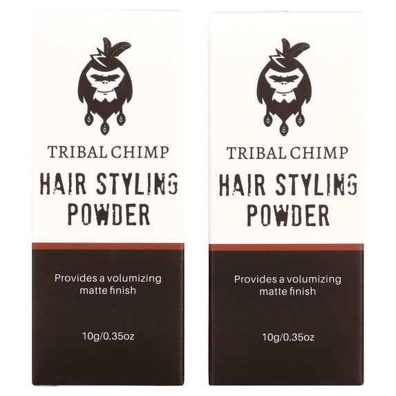 Tribal Chimp Hair Styling Powder, Volumizing & Texturizing, Colorless Matte Finish, 0.35 oz, 10 g (Pack of 2)