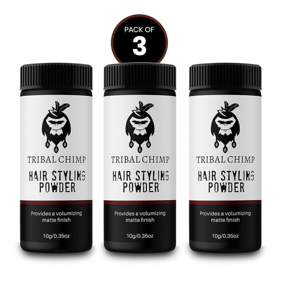 Tribal Chimp Hair Styling Powder Volumizing & Texturizing Colorless Matte finish 0.35oz 3 PACK SET