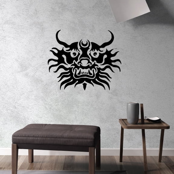 Tribal Chinese Dragon Face Decal - 36 Inches