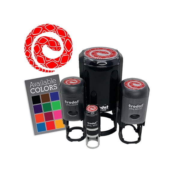 Tribal Coiled Patterned Snake Spiral Self-Inking Rubber Stamp Ink Stamper for Stamping Crafting Planners - 1/2 Inch Mini - Yellow Ink