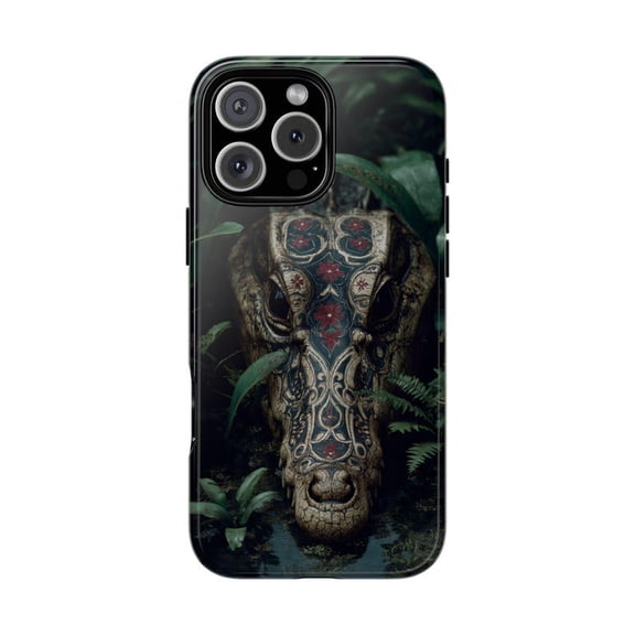 Tribal Crocodile Murky Jungle Swamp Artwork Phone Case with iPhone 11 to 17 Pro Max