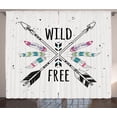 thumbnail image 1 of Ambesonne Tribal Curtains 2 Panel Set, Arrows Words Native, 108" x 84", Coconut Black, 1 of 3
