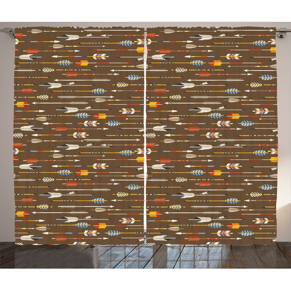 Ambesonne Colorful Curtains 2 Panel Set, Eastern Style, 108" x 96", Multicolor