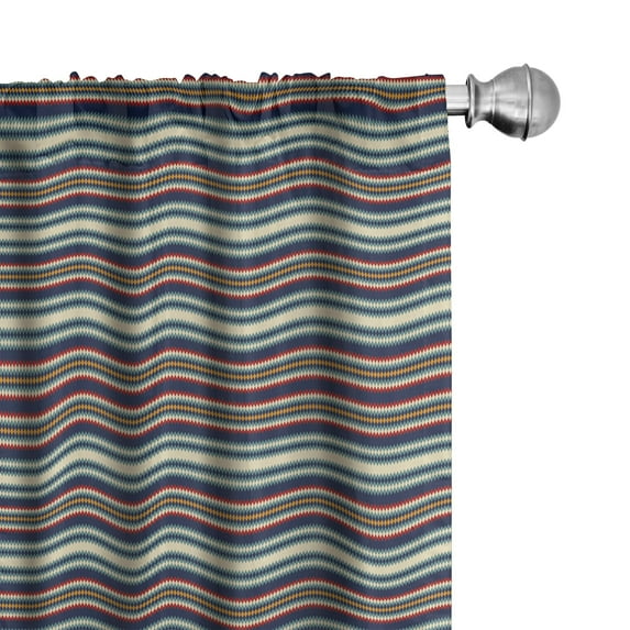 Tribal Curtains 2 Panels Set, Horizontal Borders with Diamonds and Chevrons Traditional Native, Window Drapes for Living Room Bedroom, 56"W X 84"L, Multicolor, by Ambesonne
