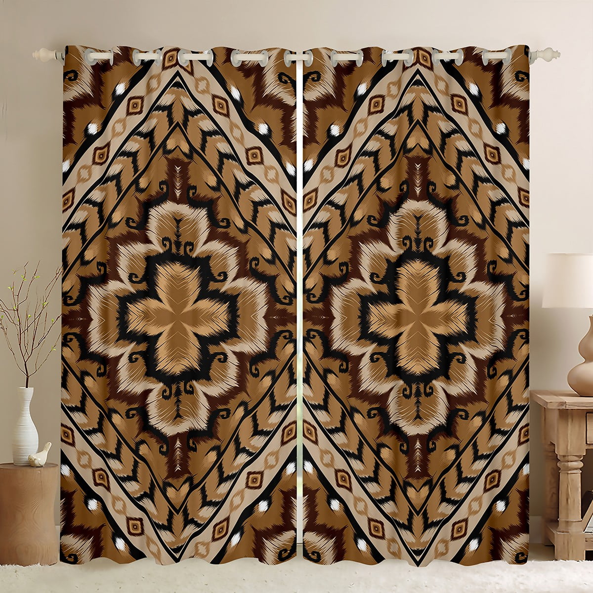 Tribal Curtains & Drapes Bohemia Embroidery Blackout Curtains Western