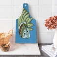 thumbnail image 1 of Tribal Cutting Board, Dead Skull with Feathers Tattoo Folk Aztec Pattern, Decorative Tempered Glass Cutting and Serving Board, Wine Bottle Shape, Violet Blue Cream Pearl, by Ambesonne, 1 of 4