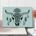 thumbnail image 1 of Tribal Cutting Board, Western Bull Skull Mandala Style Dark Folk Feathers Ornamenting Horns, Decorative Tempered Glass Cutting and Serving Board, in 3 Sizes, by Ambesonne, 1 of 5