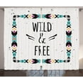 thumbnail image 1 of Ambesonne Abstract Curtains 2 Panel Set, Geometric Boho Frame, 108" x 84", Coconut Black Turquoise, 1 of 3