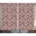 thumbnail image 1 of Ambesonne Tribal Curtains 2 Panel Set, Diagonal Ethno Pattern, 108" x 90", Purple and Teal, 1 of 2