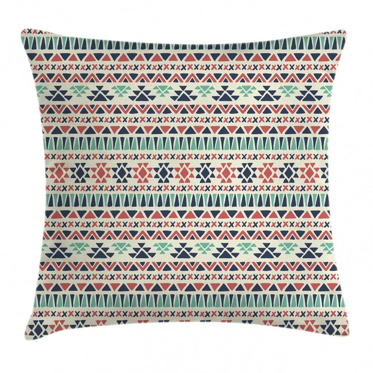 Tribal Decor Throw Pillow Cushion Cover Navajo Antique Design Ethnic Earth Colors Simple Geometric Art Decorative Square Accent Pillow Case 20 X 20