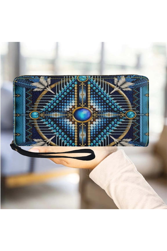 Tribal Design Leather Girls Purse Card Holder Wallet Woman Multifunction Long Women Cash Holder Portefeuille Femenino