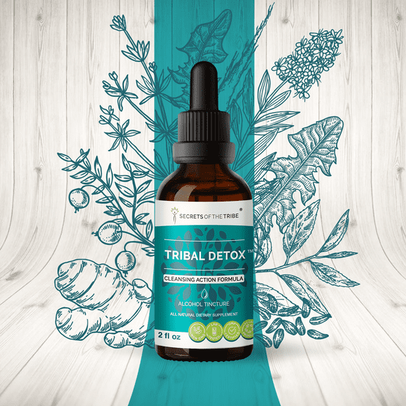 Tribal Detox Alcohol Extract, Tincture, Turmeric, Dandelion, Milk Thistle, Burdock, Cleavers, Cranberry, Goldenrod, Green Tea. Cleansing Action Formula 2 oz