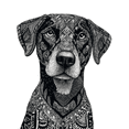 thumbnail image 1 of Tribal Dog Canvas Wall Art Print, Living Room Bedroom Cafe Hallway Wall Decor, 1 of 8