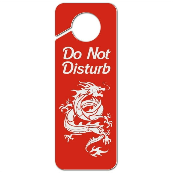 Tribal Dragon Asian Do Not Disturb Plastic Door Knob Hanger Sign