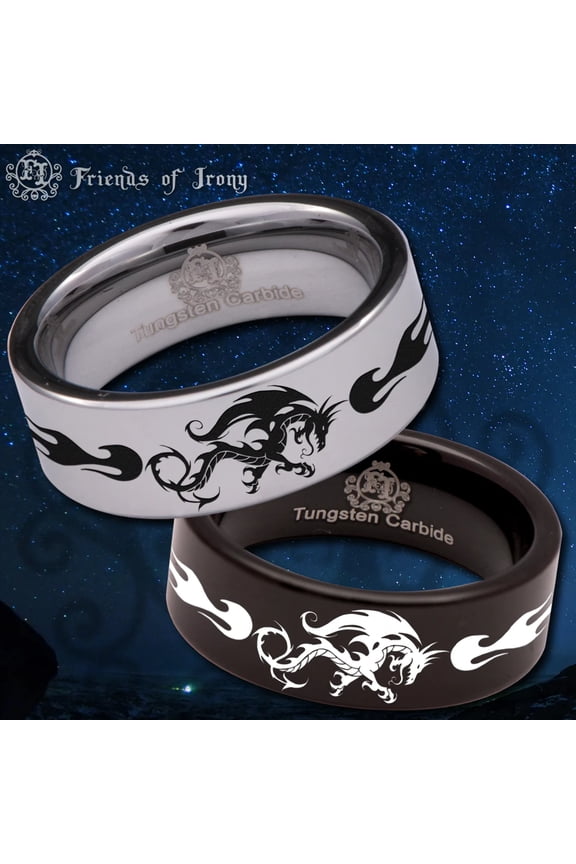 Tribal Dragon Tungsten Carbide Ring