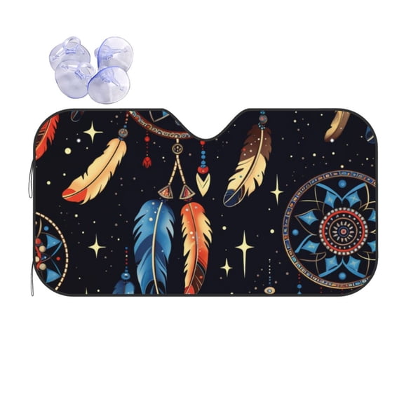 Tribal Dream Native American Indian Starry Reflective Car Windshield Sunshade, UV Ray Reflector Sun Visor Universal Fit for SUVs, Trucks, Sedans,S