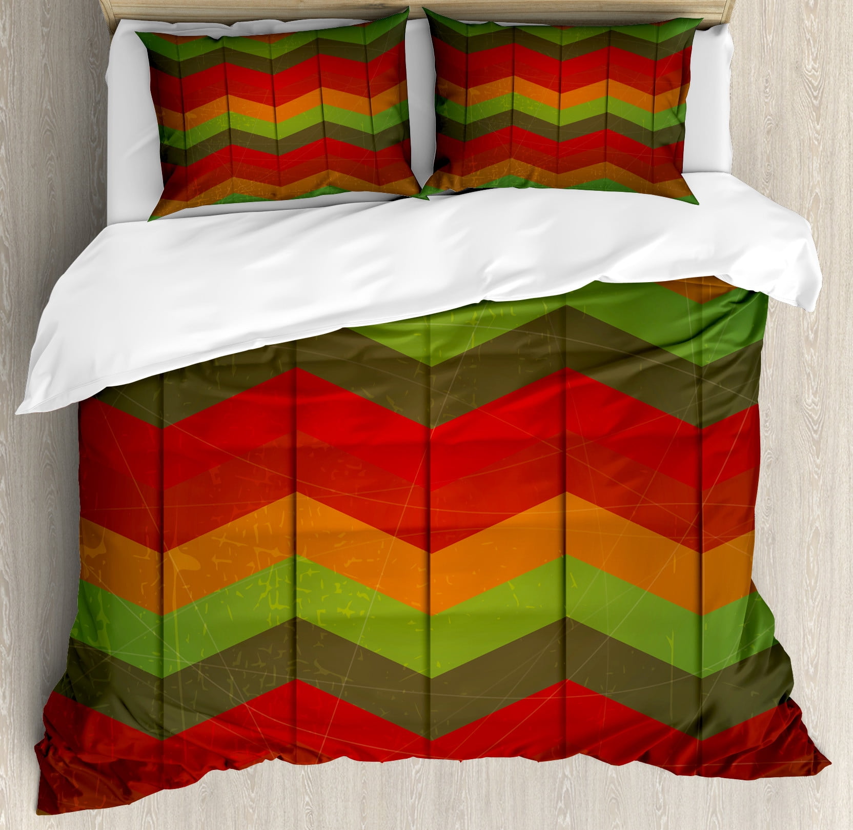 Tribal Duvet Cover Set, Abstract Zig Zag Geometrical Stripes Inspired