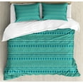 thumbnail image 1 of Tribal Duvet Cover Set, Folk Art Repetition of Ethnic Geometrical Elements in a Symmetry Print, Decorative 3 Piece Bedding Set with 2 Pillow Shams, Queen Size, Seafoam and Multicolor, by Ambesonne, 1 of 3