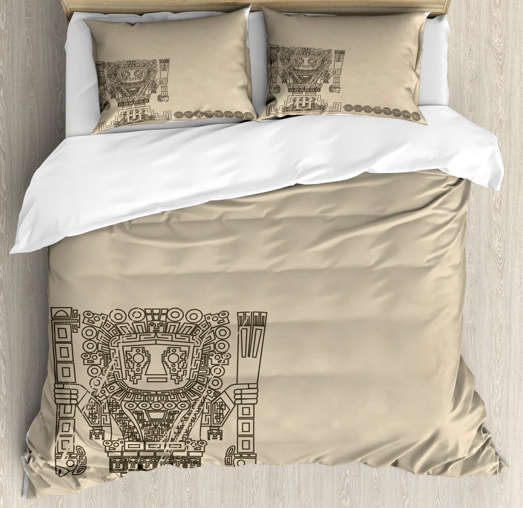Tribal Duvet Cover Set, Mayan and Inca Tribal Superstition Prehistoric