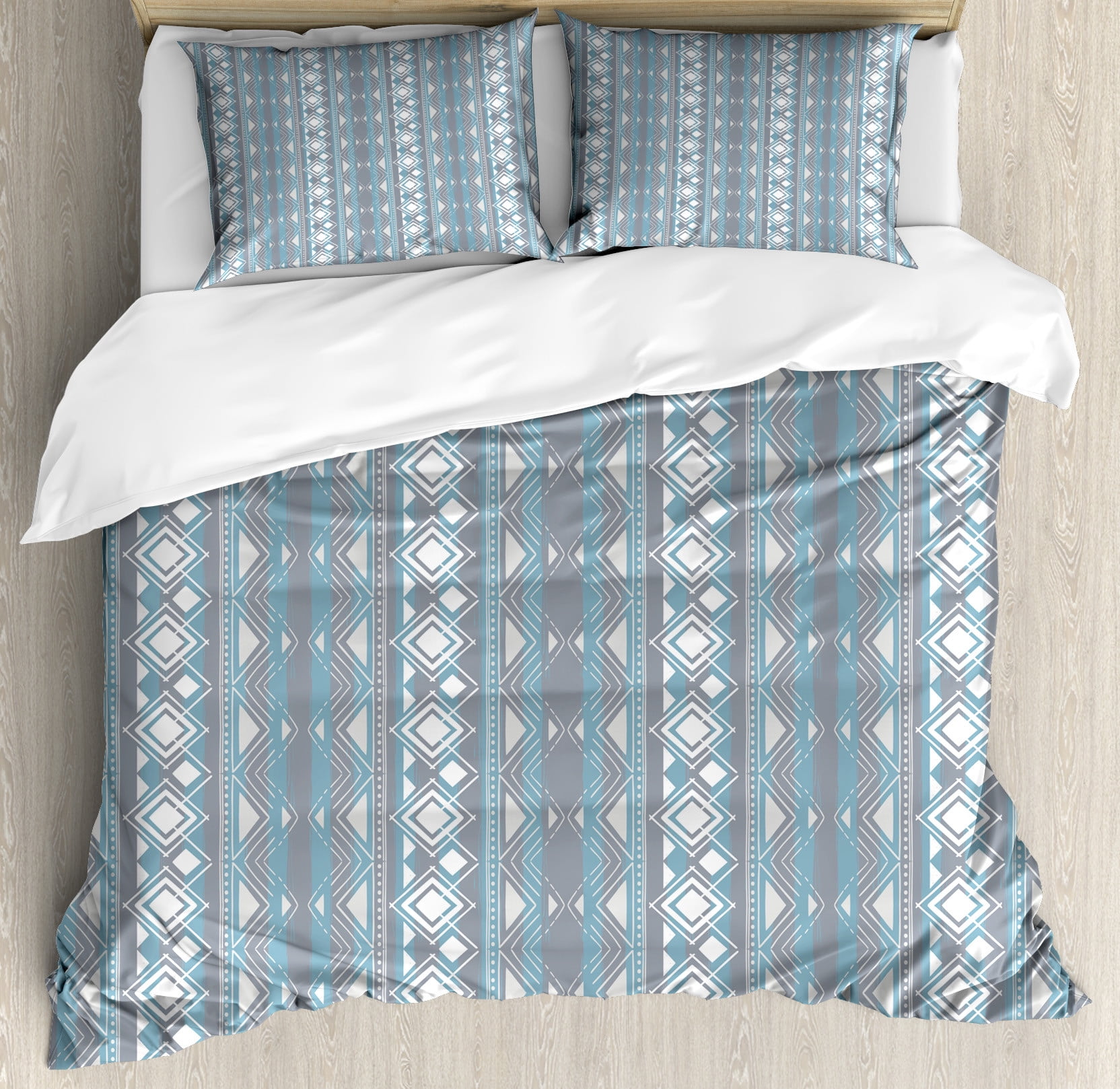Rustic Orange & Pink Cotton Double Bedsheet Set – Tribal Geometric Diamond Print with Pillow Covers main image 1