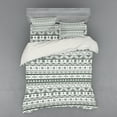 thumbnail image 1 of Tribal Duvet Cover Set, Pattern with Primitive Geometric Forms Triangles Background, Bedding Set with Shams and Fitted Sheet, 3 Sizes, by Ambesonne, 1 of 3