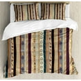 thumbnail image 1 of Tribal Duvet Cover Set, Traditional Striped Pattern with Abstract Ornamental Details Vintage Art, Decorative 3 Piece Bedding Set with 2 Pillow Shams, Queen Size, Multicolor, by Ambesonne, 1 of 3