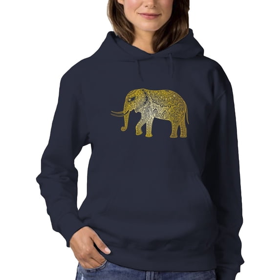 Tribal Elephant Tattoo Design Women Hoodie, Female x-Large
