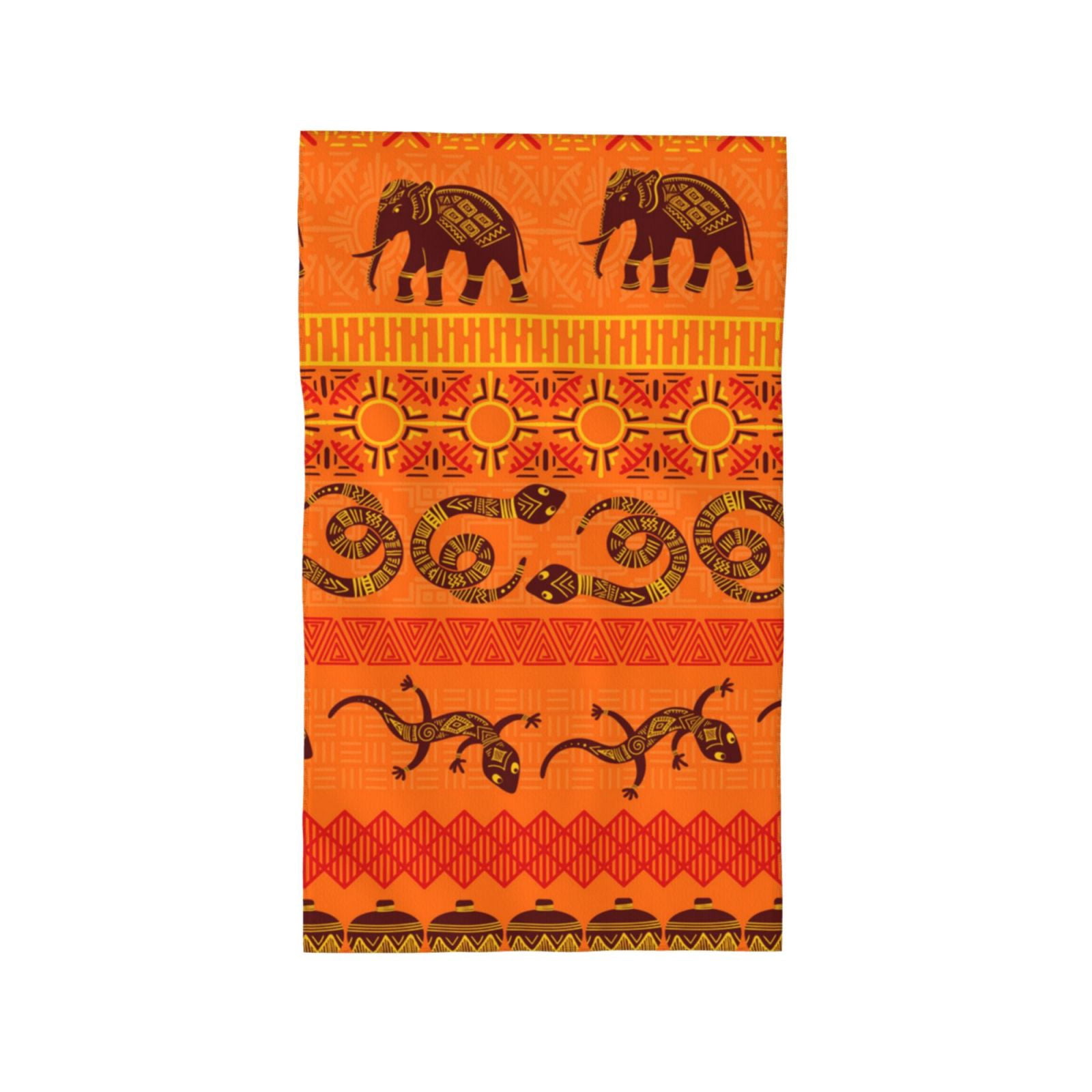 Tribal Ethnic Elephant African Geometric Lizard 27.5" x 16" Ultra Soft Hand Towel, Face Wash Cloth for Bathroom, Gym, Travel, Pool