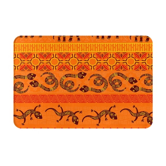 Tribal Ethnic Elephant African Geometric Lizard Doormat Non Slip Front Door Bathroom Bath Mats Entryway Rug 23.6x15.7 Inch Indoor Door Carpet