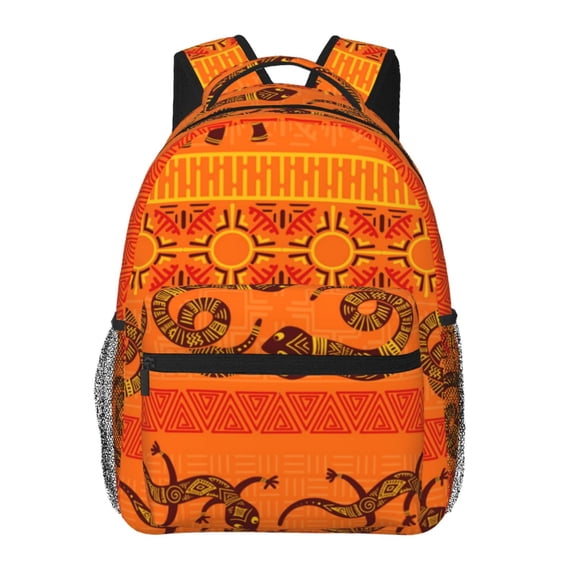 Tribal Ethnic Elephant African Geometric Lizard Laptop Backpack Travel Rucksack for Teens Adults, Fits 15-inch Notebook