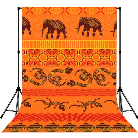 Tribal Ethnic Elephant African Geometric Lizard Photography Backdrop 5x7Ft Background for Photo Studio Video Recording Birthday Party Wedding Home Decor