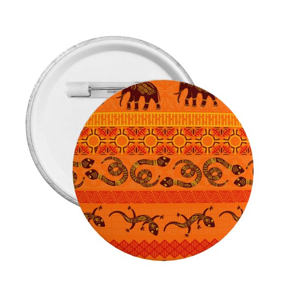 Tribal Ethnic Elephant African Geometric Lizard Round Button Pin Badge 5PCS Pinback Buttons Lapel Pin for Jacket, Backpack, Hat, Party Favor, Gift