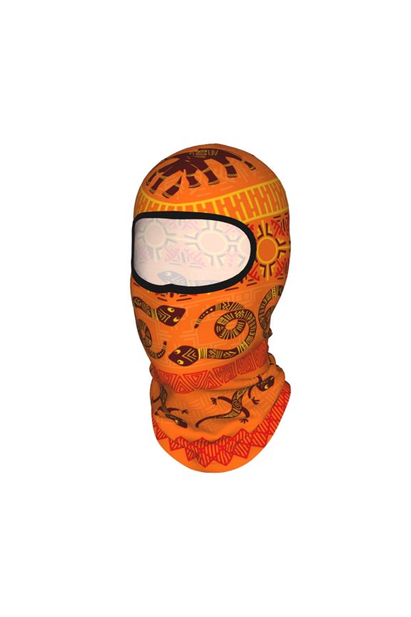 Tribal Ethnic Elephant African Geometric Lizard Unisex Balaclava Ski Mask Full Face Cover for Cold Weather & UV Protection, Breathable Cooling Helmet Liner