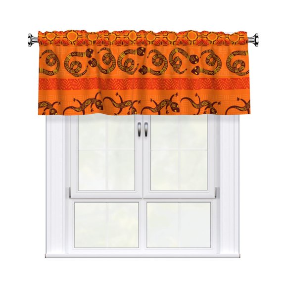 Tribal Ethnic Elephant African Geometric Lizard Window Valances Rod Pocket Decorative Curtain Valance for Bathroom Bedroom Living Room 54 x 18 in, 1 Panel