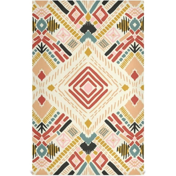 Tribal Ethnic Geometric Tea Towels Set of 6 Indian Native Kitchen Dish Cloth with Hanging Loop, 18"x28"Lint-Free Absorbent Towel for Kitchen Drying Wiping and Cleaning