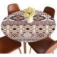 thumbnail image 1 of Tribal Ethnic Pattern Round Tablecloth Geometric Traditional Rhombus Triangle Stripes Fitted Table Cover Washable Tablecloths for Kitchen Dining Party 40-44 inch, 1 of 6